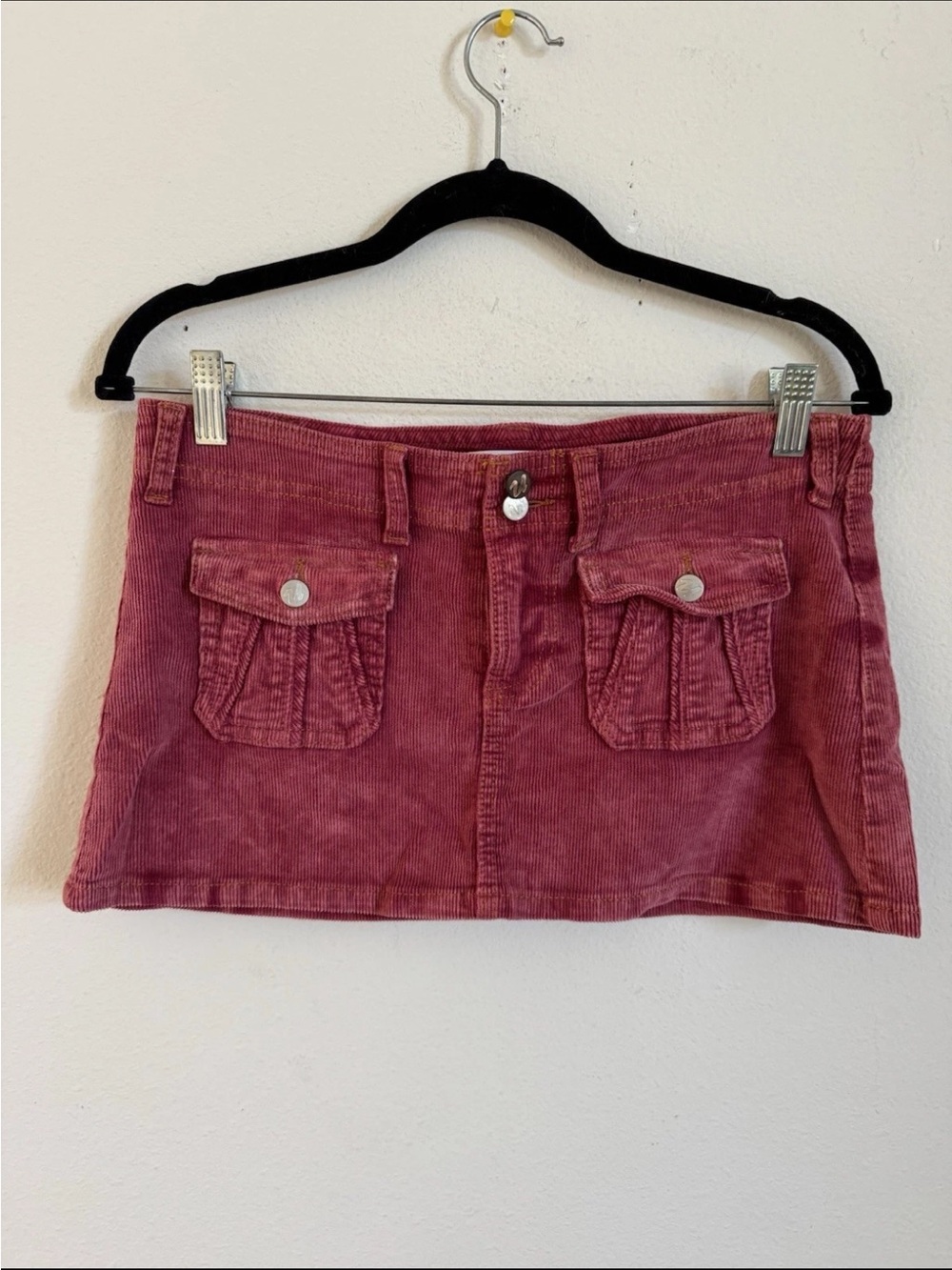 Vintage Y2K Red Corduroy Micro Mini Low Waist Skirt No Size 5